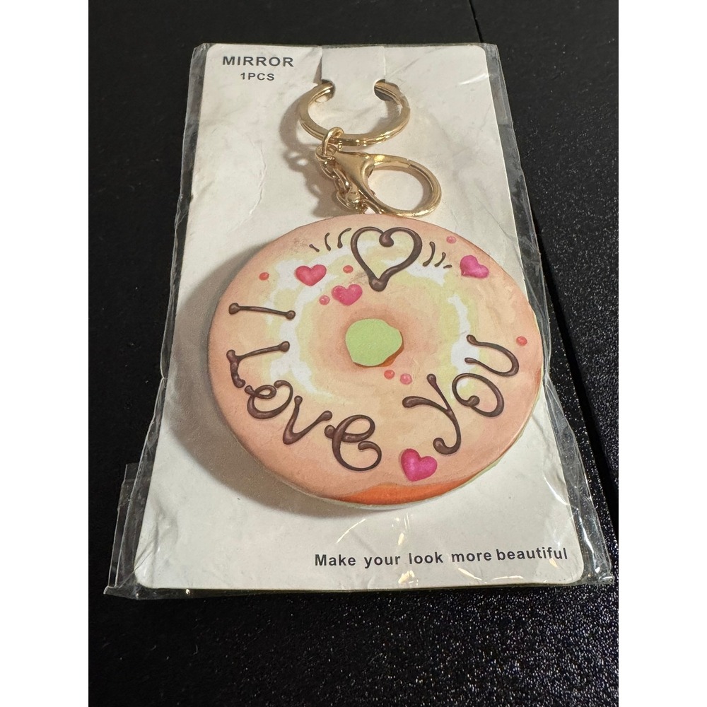 Donut I Love You Mirror Keychain Gift Bag Clip Charm Accessory